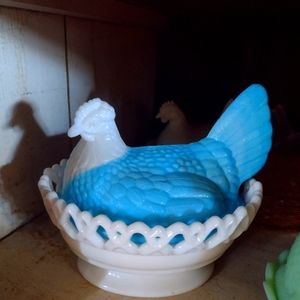 Antique glass hen